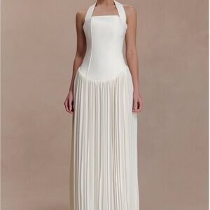 Meshki Stacie Pleated Halter Maxi Dress